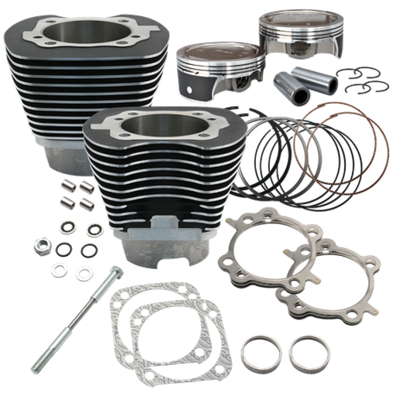 S&S Cycle 07-16 BT 124in Low Compression 4-1/8in Big Bore Kit - Wrinkle Black 910-0324