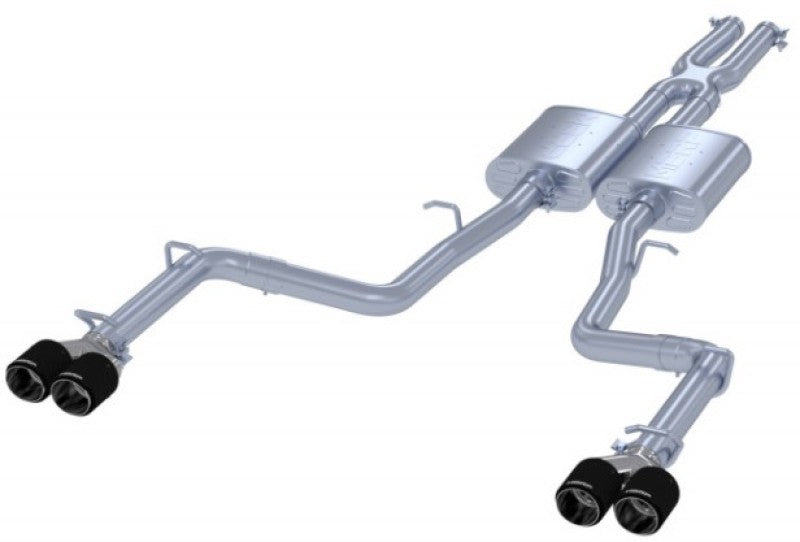 MBRP 2015+ Dodge Challenger 3.6L SS 2.5in Quad Tip Split Rear Exit w/ Carbon Fiber Tips - T304 S71113CF S71113CF User 1