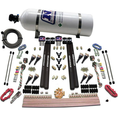 Nitrous Express SX2 Dual Stage /Gas/Rails 8 Nozzles Nitrous Kit (200-1200HP) w/15lb Bottle 90209-15 90209-15 Photo - Primary