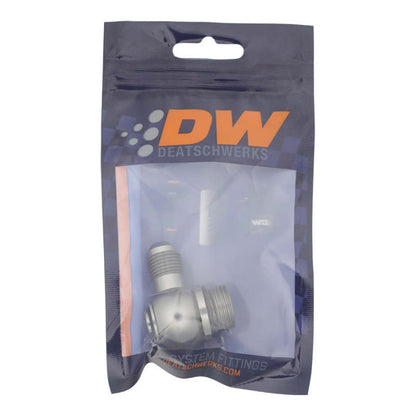 DeatschWerks 8AN ORB Male to 6AN Male Flare Low Profile 90-Degree Swivel - Anodized DW Titanium 6-02-0419 6-02-0419 Photo - lifestyle view