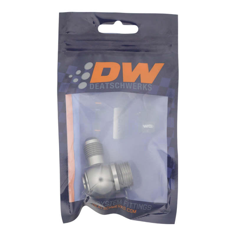 DeatschWerks 8AN ORB Male to 6AN Male Flare Low Profile 90-Degree Swivel - Anodized DW Titanium 6-02-0419 6-02-0419 Photo - lifestyle view