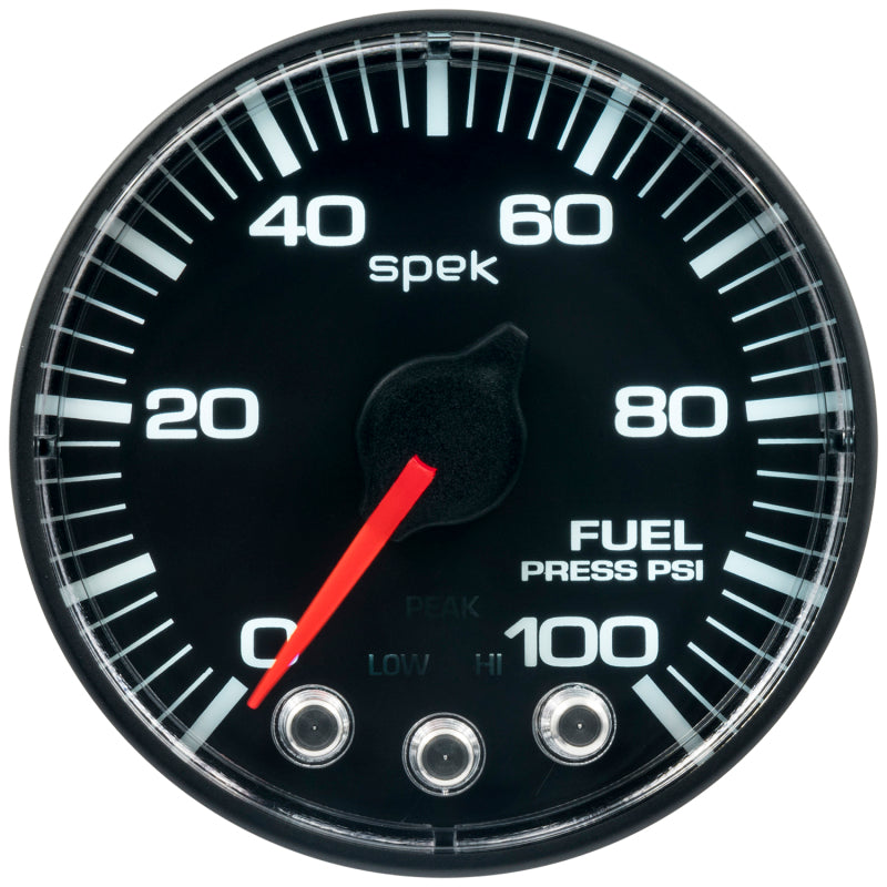 Autometer Spek-Pro Gauge Fuel Press 2 1/16in 100psi Stepper Motor W/Peak & Warn Blk/Blk P314328 P314328 User 1