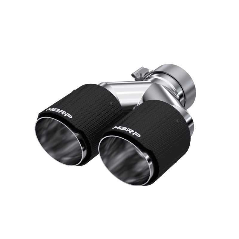 MBRP 3in ID / Dual 4in OD Out Staggered L 9.87in / R 9.37in Dual Wall Carbon Fiber Univ Exhaust Tip T5182CF T5182CF Photo - Primary
