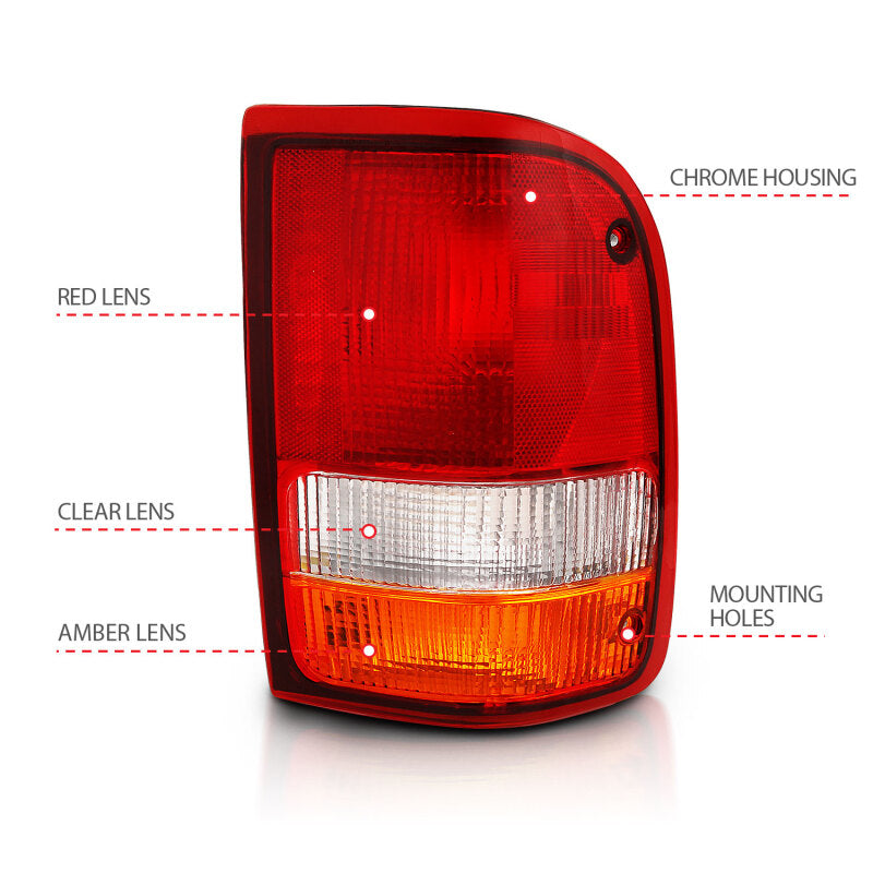 ANZO 1993-1997 Ford Ranger Tail Light Red/Cear (OE) 311310 311310 Photo - out of package