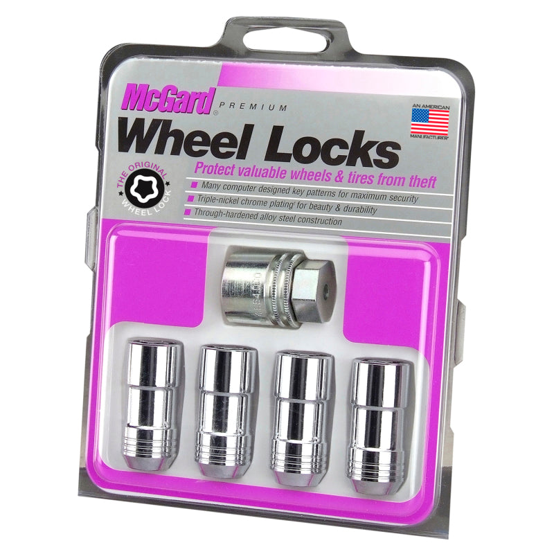 McGard Wheel Lock Nut Set - 4pk. (Cone Seat) M12X1.75 / 13/16 Hex / 1.815in. Length - Chrome 24160 24160 Photo - in package