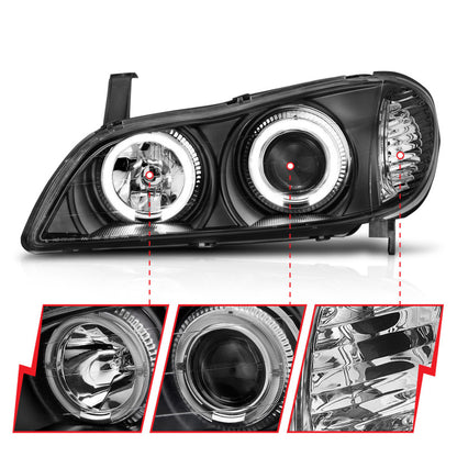 Anzo 2000-2004 Infiniti I30 Projector Headlights w/ Halo Black 121077 User 3