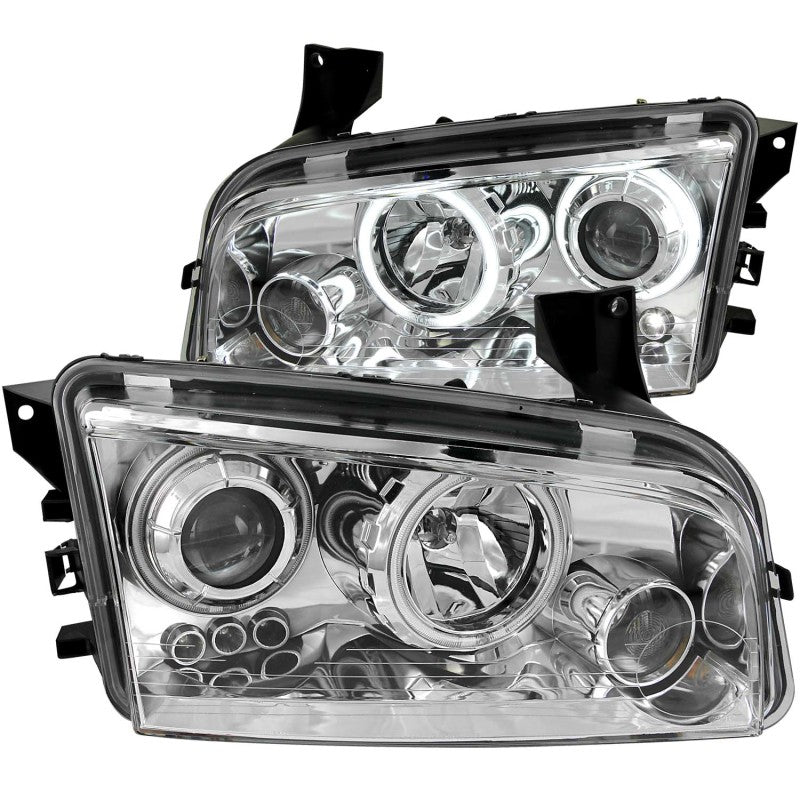 Anzo 2006-2010 Dodge Charger Projector Headlights w/ Halo Chrome (CCFL) 121217 Photo - Primary