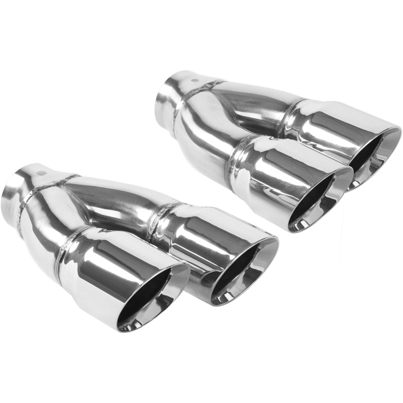 Magnaflow Tip Stainless Double Wall Round Dual Outlet Polish 3in DIA 2.25in Inlet 9.75in Len (qty 2) 35229 35229 Photo - Primary
