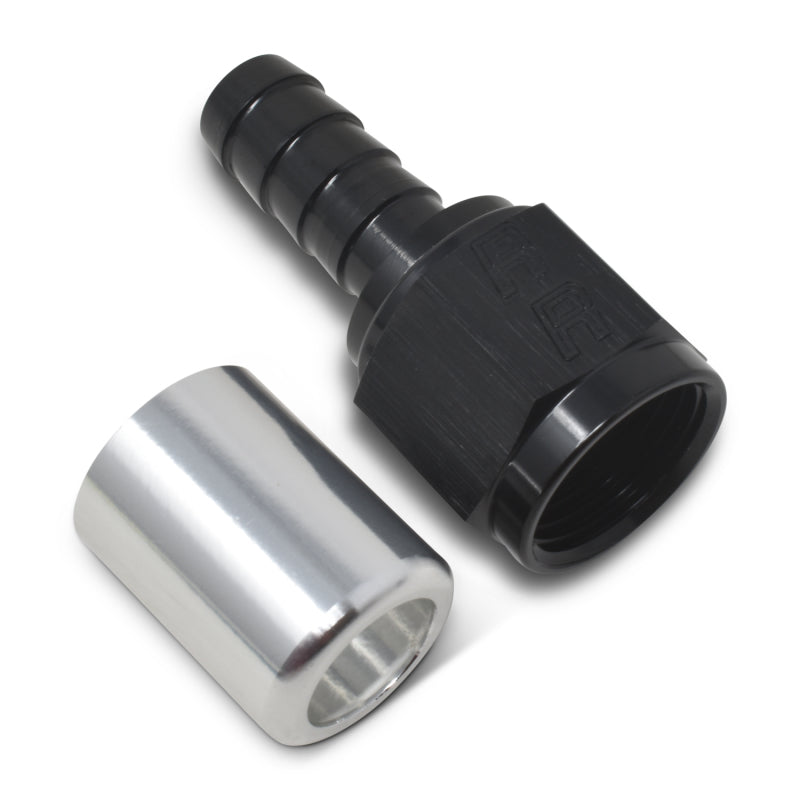 Russell Crimp-On Straight Hose End - Black / Silver 610403 Photo - out of package