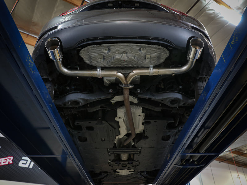 aFe Takeda 2-1/2in 304 SS Axle-Back Exhaust w/ Blue Flame Tips 14-18 Mazda 3 L4 2.0L/2.5L 49-37014-L 49-37014-L Photo - Mounted