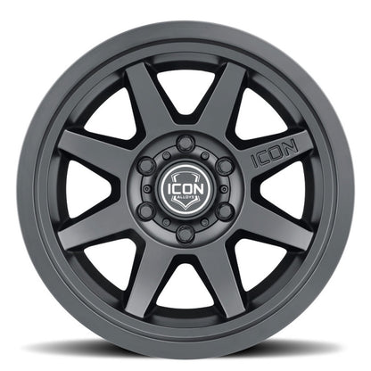 ICON Rebound 17x8.5 6x5.5 25mm Offset 5.75in BS 95.1mm Bore Satin Black Wheel 1917859057SB 1917859057SB Photo - Close Up