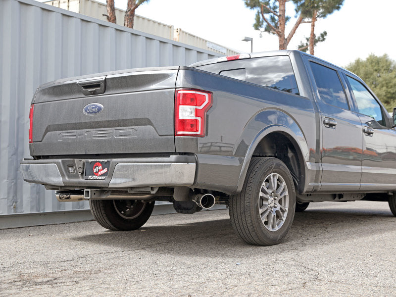 aFe Gemini XV 3in 304 SS Cat-Back Exhaust 15-20 Ford F-150 V6 2.7L/3.5 w/ Polished Tips 49-33123-P 49-33123-P Photo - Mounted
