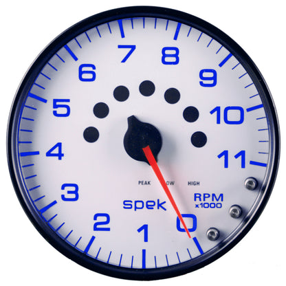 Autometer Spek-Pro Gauge Tachometer 5in 11K Rpm W/Shift Light & Peak Mem White/Black P23912 P23912 User 7