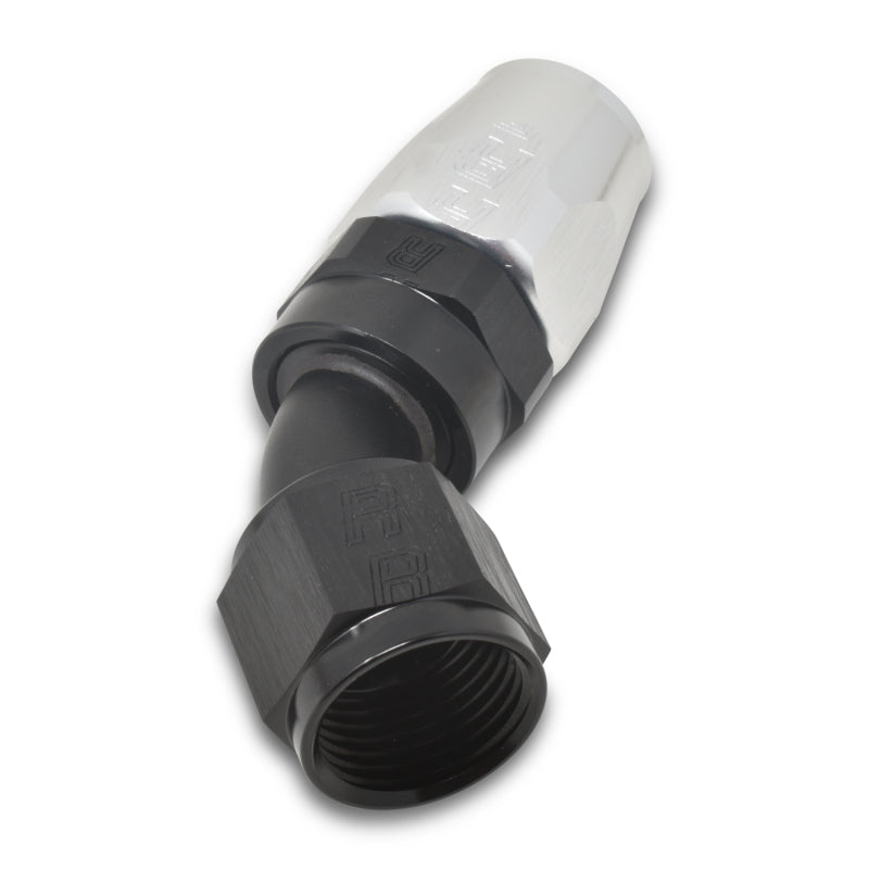 Russell Full Flow 45° Swivel Style Hose End - Black / Silver 610103 Photo - out of package