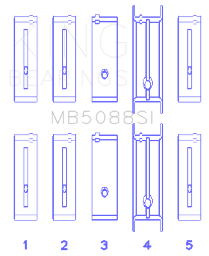 King Engine Bearings ChevrolET/Isuzu Ohv Ln2 (Size +1.0mm) Main Bearing Set MB5088SI1.0 MB5088SI1.0 Photo - Primary