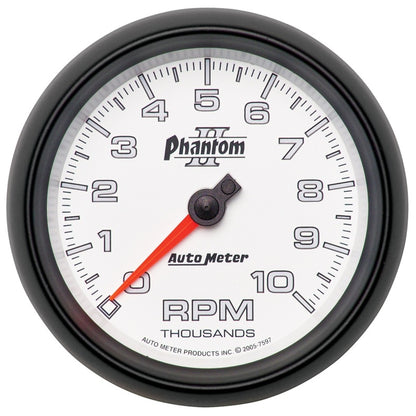Autometer Gauge, Tachometer, 3 3/8", 10k Rpm, In-Dash, Phantom II 7597 Photo - Primary