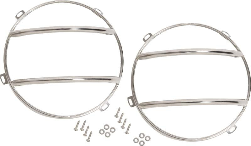 Kentrol 07-18 Jeep Wrangler JK Euro Headlight Guards Pair - Polished Silver 30573 30573 Photo - Primary