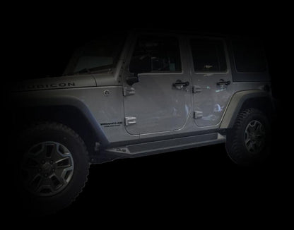 DV8 Offroad 07-18 Jeep Wrangler JK Plated Steel Rock Slider Steps - Matte Black (4 Door Only) SRSOTB-10 SRSOTB-10 Photo - Close Up