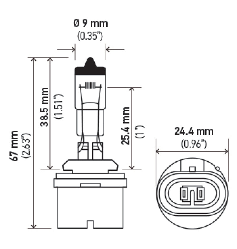 Hella Optilux 893 12V 37.5W Extreme Yellow Bulbs (Pair) H71071192 H71071192 Technical Drawing