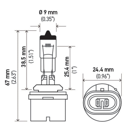 Hella Optilux 893 12V 37.5W Extreme Yellow Bulbs (Pair) H71071192 H71071192 Technical Drawing