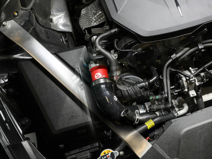 aFe BladeRunner 22-23 Kia Stinger L4-2.5L (t) Aluminum Hot and Cold Charge Pipe Kit - Red 46-20694-R 46-20694-R Photo - Mounted