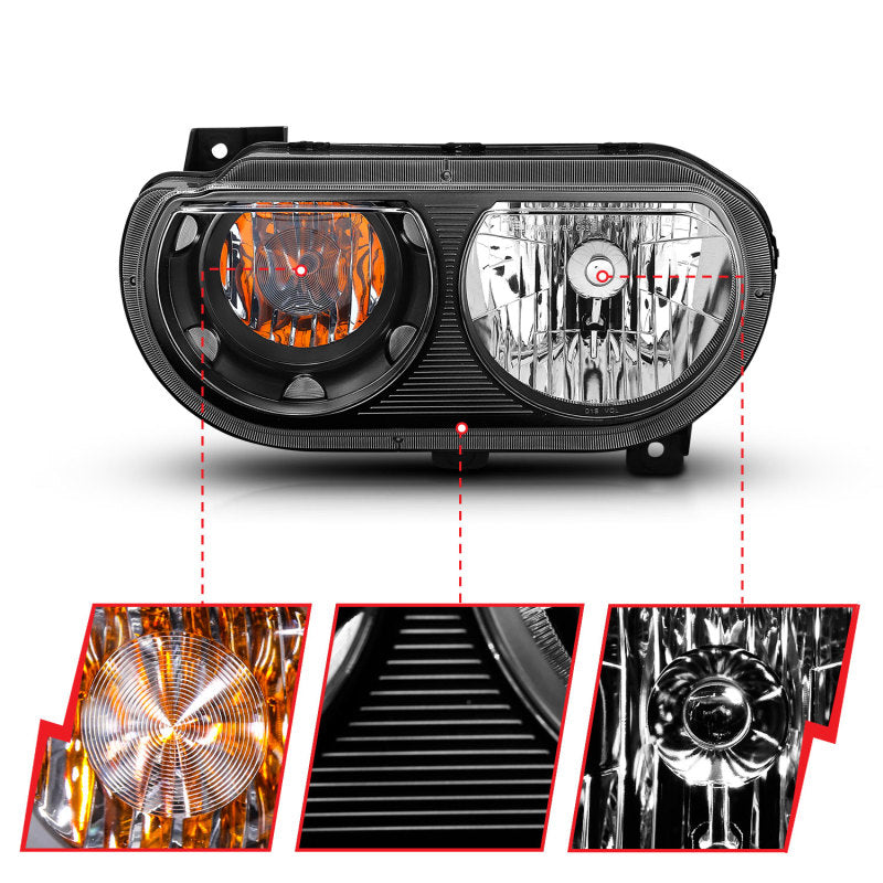 Anzo  2008-2014 Dodge Challenger Crystal Headlights Black 121526 Photo - Unmounted