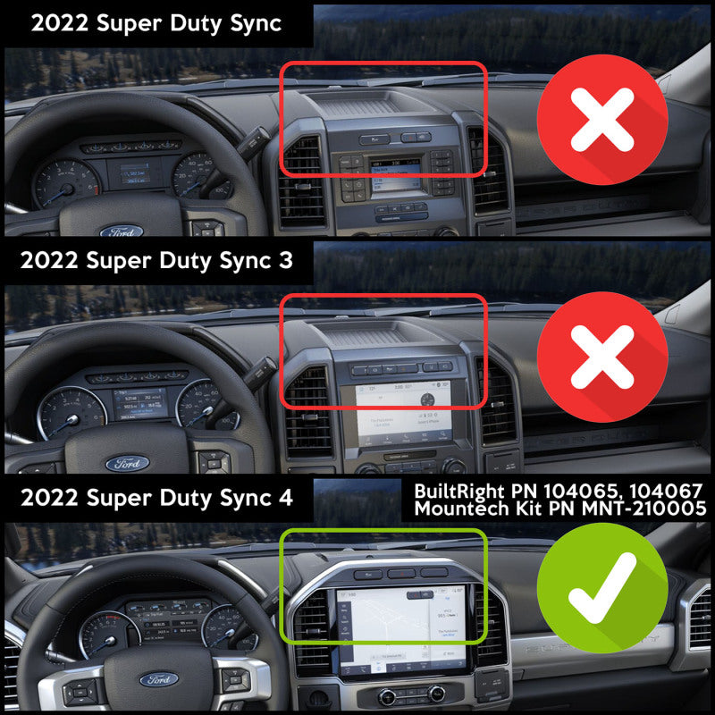 BuiltRight Industries 2022+ Ford F-250/350/450 SuperDuty w/12in. Screen SYNC4 Dash Mount PRO 104067 104067 Photo - lifestyle view