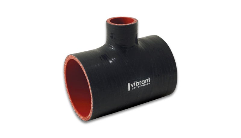Vibrant 4 Ply Reinforced Silicone T Adapter - 2in Outlet ID x 4in OAL x 1in Branch ID (BLACK) 19687 19687 Photo - Primary