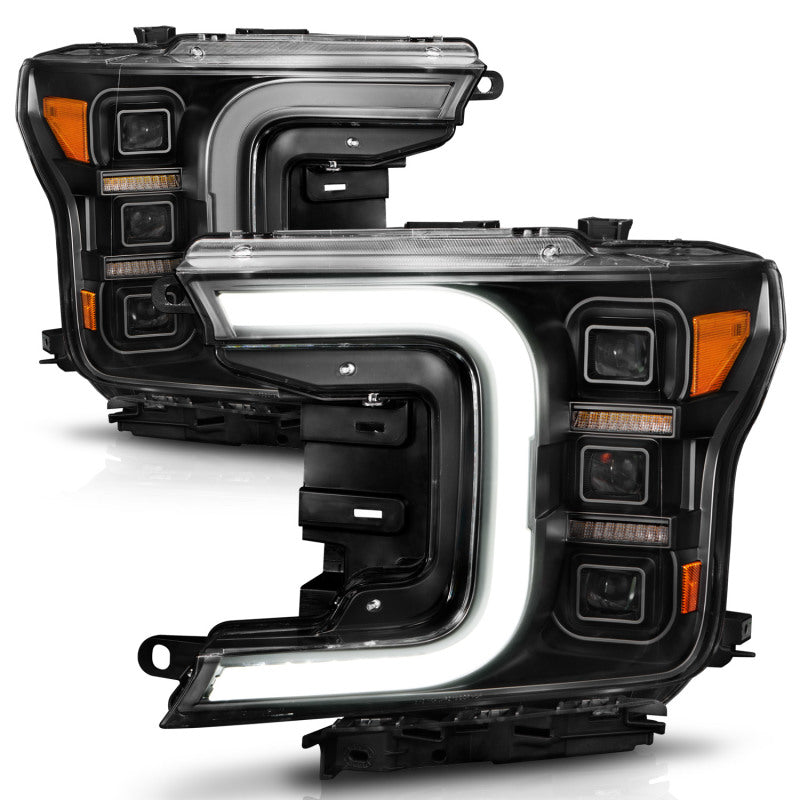 Anzo 18-20 Ford F-150 Full Led Projector Light Bar Headlights Black Amber 111519 111519 Photo - Unmounted