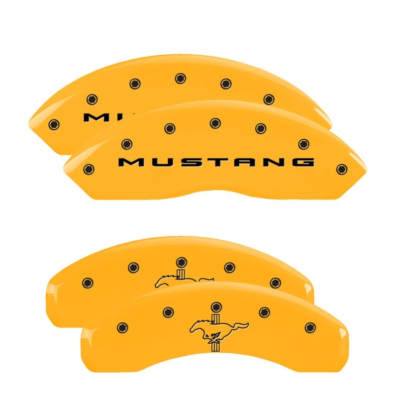 MGP Caliper Covers (set of 4)- Engraved Front 2015/Mustang Engraved Rear 2 10202SMB2YL Photo - Primary