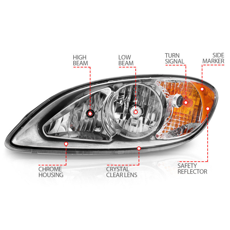 ANZO 2008-2016 International Prostar Crystal Headlights Chrome Housing 131033 131033 Photo - Unmounted