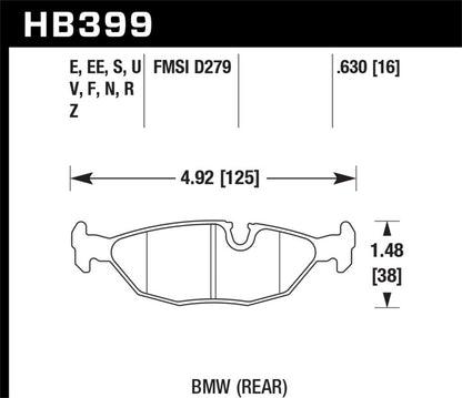 Hawk Performance Hawk 86-87 BMW 325 2.7L Rear ER-1 Brake Pads HB399D.630 HB399D.630 Photo - Primary