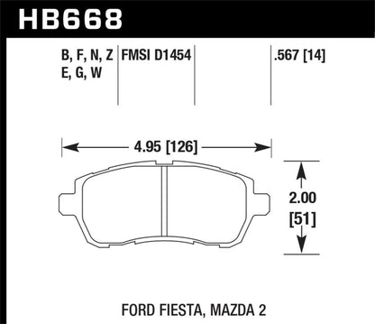 Hawk Performance Hawk 11-19 Ford Fiesta 1.6L S OE Incl.Clips Front ER-1 Brake Pads HB668D.567 HB668D.567 Photo - Primary