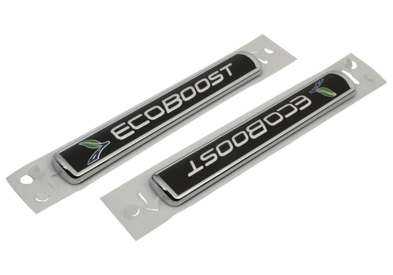 Ford Racing Black/Silver EcoBoost Emblem 3-1/2in x 9/16in - Set of 2 M-1447-EBBLK M-1447-EBBLK Photo - Unmounted