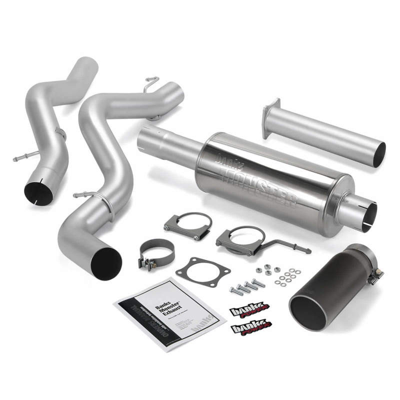 Banks Power 02-05 Chev 6.6L EC/CCSB Monster Exhaust System - SS Single Exhaust w/ Black Tip 48633-B 48633-B Photo - Primary