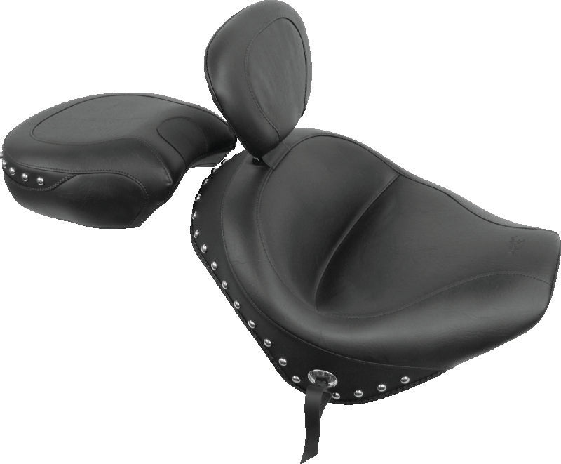 Mustang Motorcycle Mustang 02-09 Honda VTX1300 Retro, S ,T Wide Touring 2PC Seat w/Driver Backrest Studs - Black 79326 79326 Photo - Primary