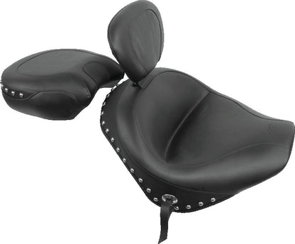 Mustang Motorcycle Mustang 02-09 Honda VTX1300 Retro, S ,T Wide Touring 2PC Seat w/Driver Backrest Studs - Black 79326 79326 Photo - Primary