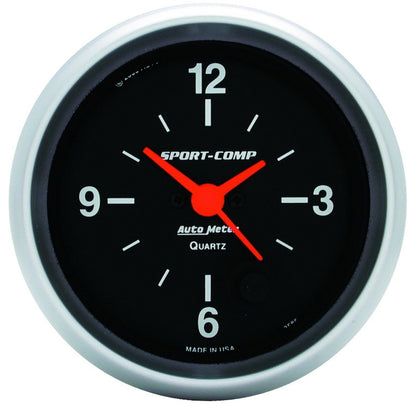 Autometer Gauge, Clock, 2 5/8", 12Hour, Analog, Sport-Comp 3585 Photo - Primary