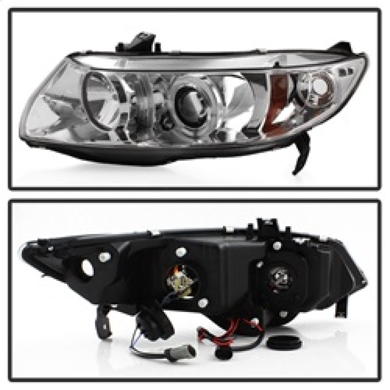 Spyder Honda Civic 06-08 2Dr Projector Headlights LED Halo Chrome High H1 Low H1 PRO-YD-HC06-2D-HL-C 5010797 5010797 Photo - Unmounted