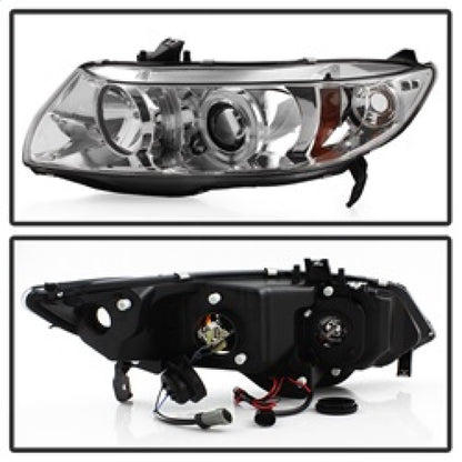 Spyder Honda Civic 06-08 2Dr Projector Headlights LED Halo Chrome High H1 Low H1 PRO-YD-HC06-2D-HL-C 5010797 5010797 Photo - Unmounted