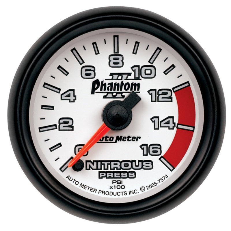 Autometer 2-1/16" Nitrous Pressure, 0-1600 Psi, Stepper Motor, Phantom II 7574 Photo - Primary