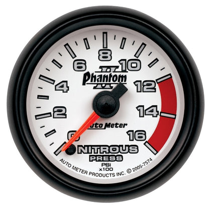 Autometer 2-1/16" Nitrous Pressure, 0-1600 Psi, Stepper Motor, Phantom II 7574 Photo - Primary