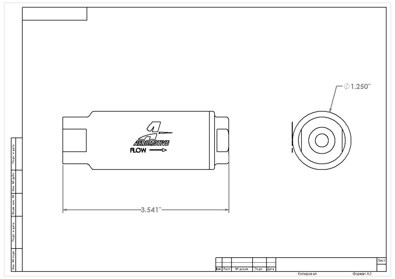 Aeromotive SS Series 40-Micron Fuel Filter 12303 Technical Drawing