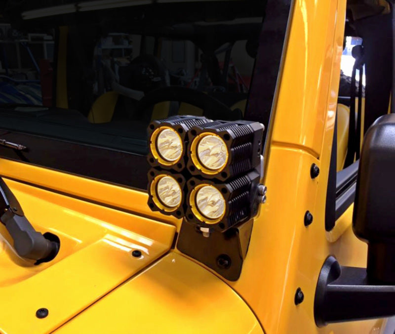 KC HiLiTES 07-18 Jeep JK A-Pillar Windshield Light Mount Bracket Set (Pair) - Black 7316 7316 Photo - Primary