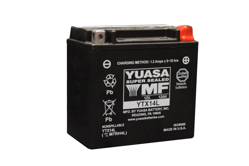 Yuasa Battery Yuasa YTX14L Maintenance Free AGM 12 Volt Battery YUAM7RH4L