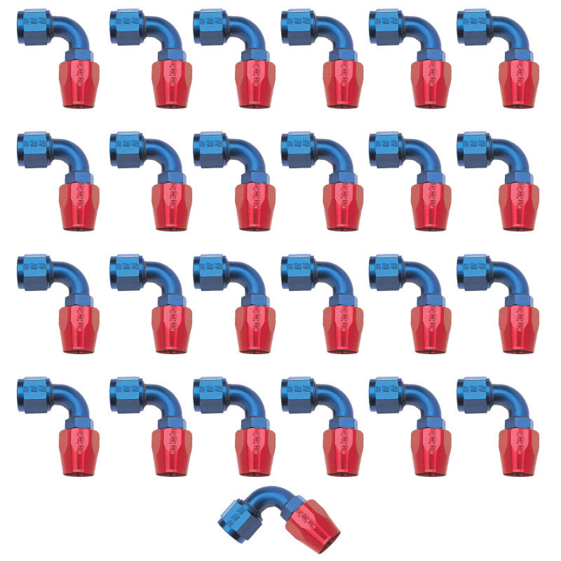 Russell Performance -8 AN Red/Blue 90 Degree Full Flow Hose End (25 pcs.) 610178 610178 Photo - Primary