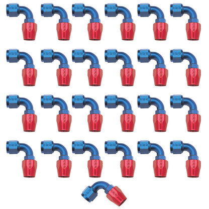 Russell Performance -8 AN Red/Blue 90 Degree Full Flow Hose End (25 pcs.) 610178 610178 Photo - Primary