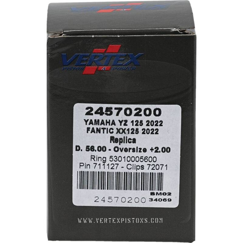 Vertex Pistons Vertex Piston 2023 Fantic Motor XE 125 125cc +2.00mm Oversized Cast Replica Piston Kit 24570200 24570200 Photo - Primary