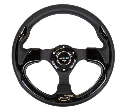 NRG Reinforced Steering Wheel- 320mm Sport Steering Wheel w/ Black Trim RST-001BK Photo - Primary