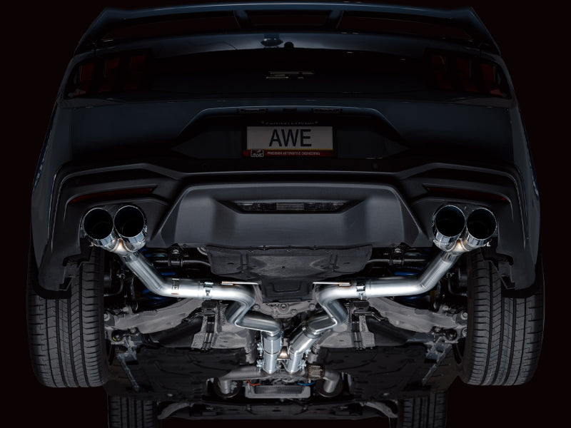 AWE Tuning AWE 2024 Ford Mustang GT Fastback S650 RWD Track Edition Catback Exhaust w/ Quad Chrome Silver Tips 3020-42650 3020-42650 Photo - Mounted